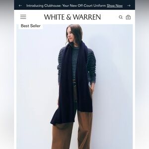 White & Warren Navy travel cashmere wrap